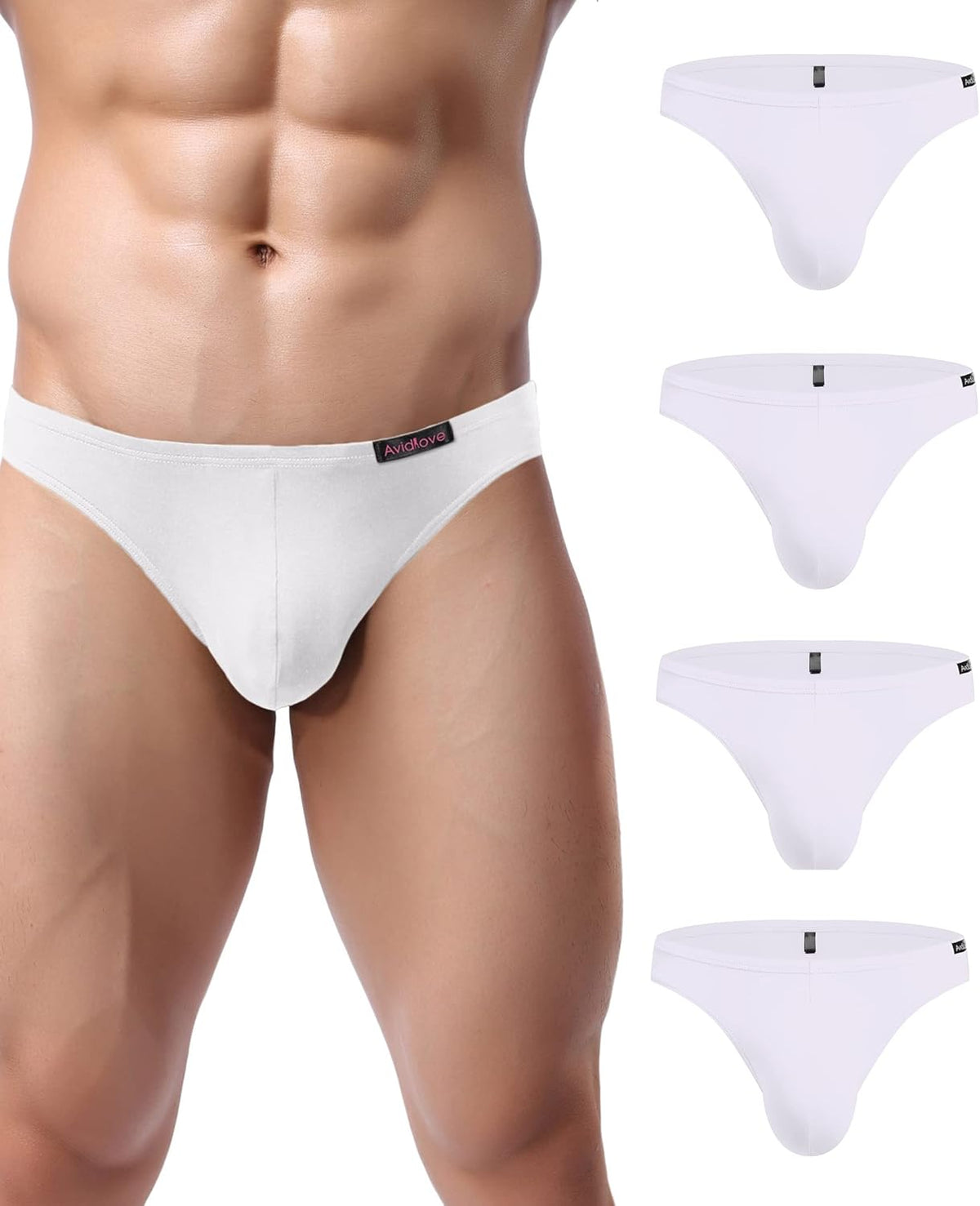 Men's low-rise hip briefs, white