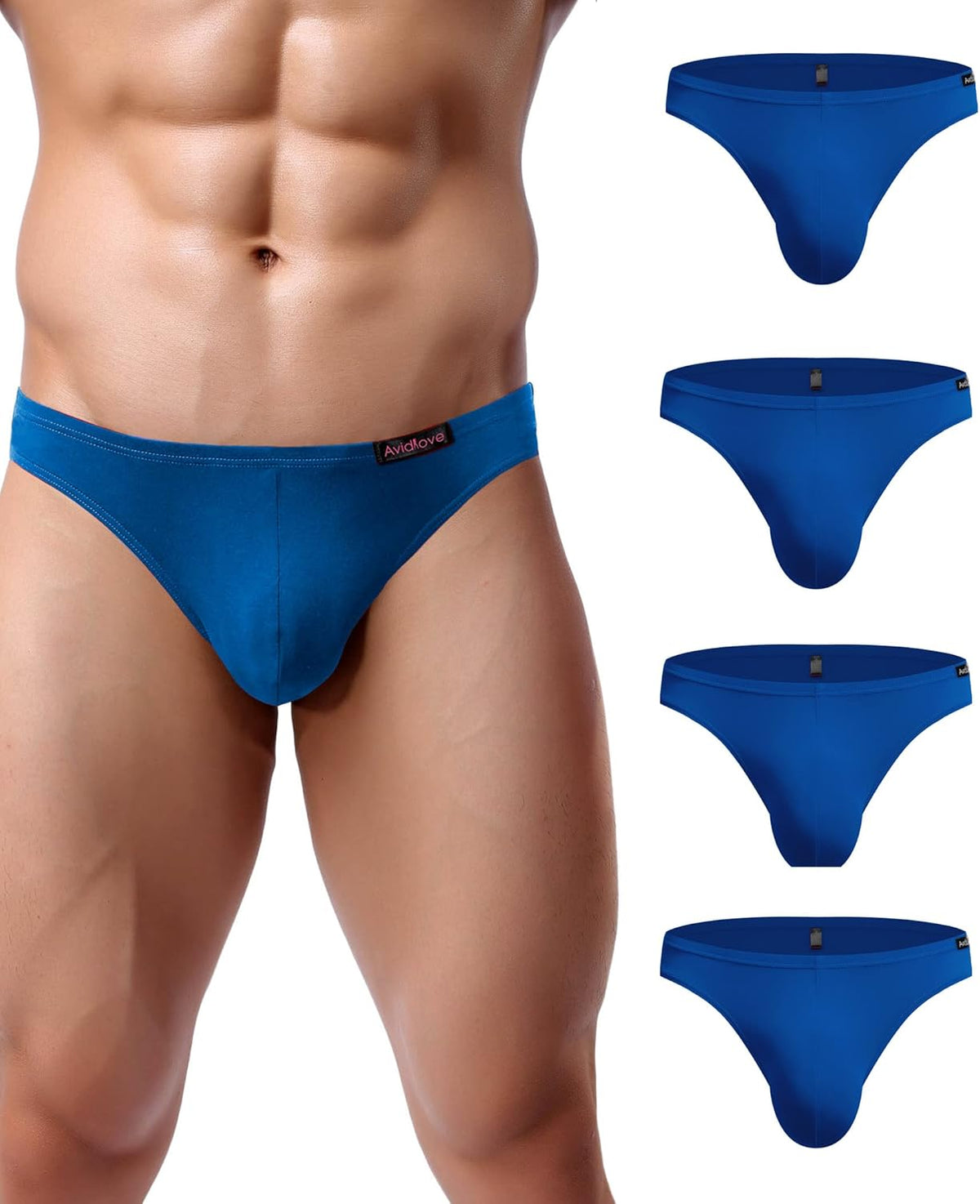 Men's low-rise hip briefs in multiple blue shades