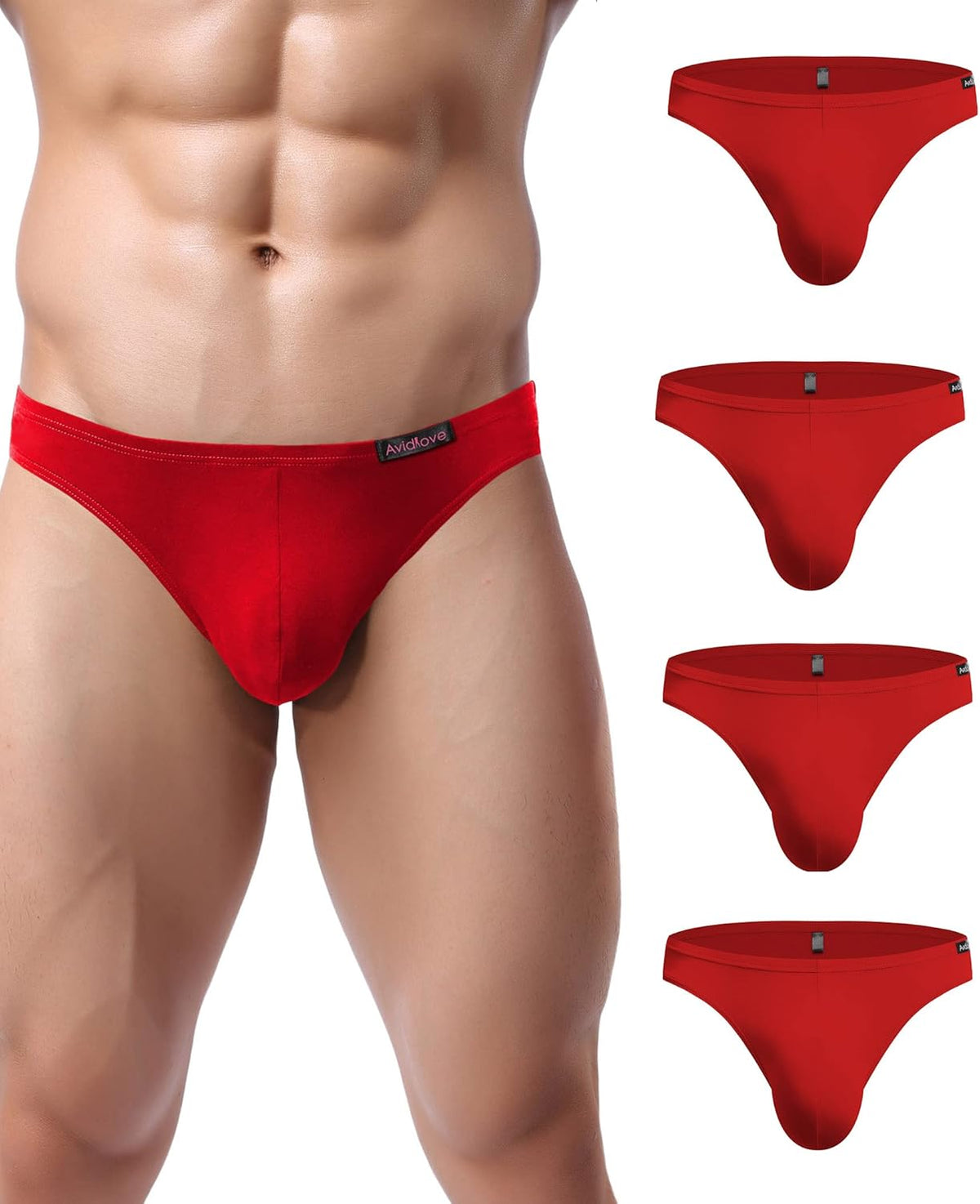 Men's low-rise hip briefs, red