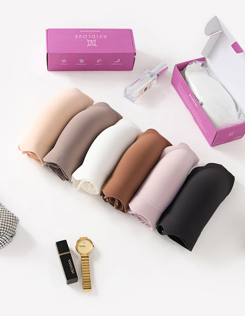Wireless full-coverage push-up bra assortment in multiple colors, in retail packaging