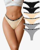 Cotton low-rise thong panties, cream with Avidlove logo waistband and narrow back coverage