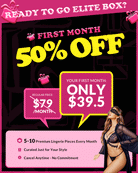 Lingerie subscription box promo showing 50% off first month price $39.5