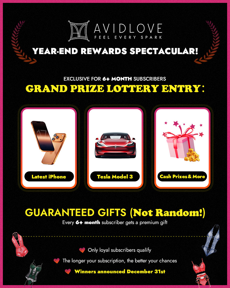 Lingerie subscription box ad with grand prize lottery entry for 6-month subscribers