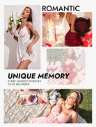 Blind lingerie box lineup showing white lace lingerie on a model and a romantic red set