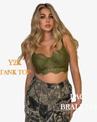 Olive green lace bustier cami top with underwire cups and wide lace band