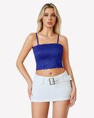 Lace tank top bralette, royal blue lace with spaghetti straps
