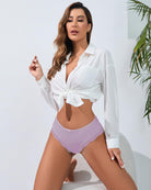 Lace-trim crisscross back panties in light lavender