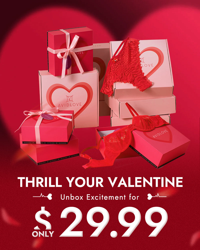 Valentine gift box set with red lace lingerie and heart-themed boxes