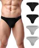 Men's low-rise hip briefs, black and gray