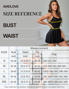 Size reference chart for strap chemise nightgown dress measurements