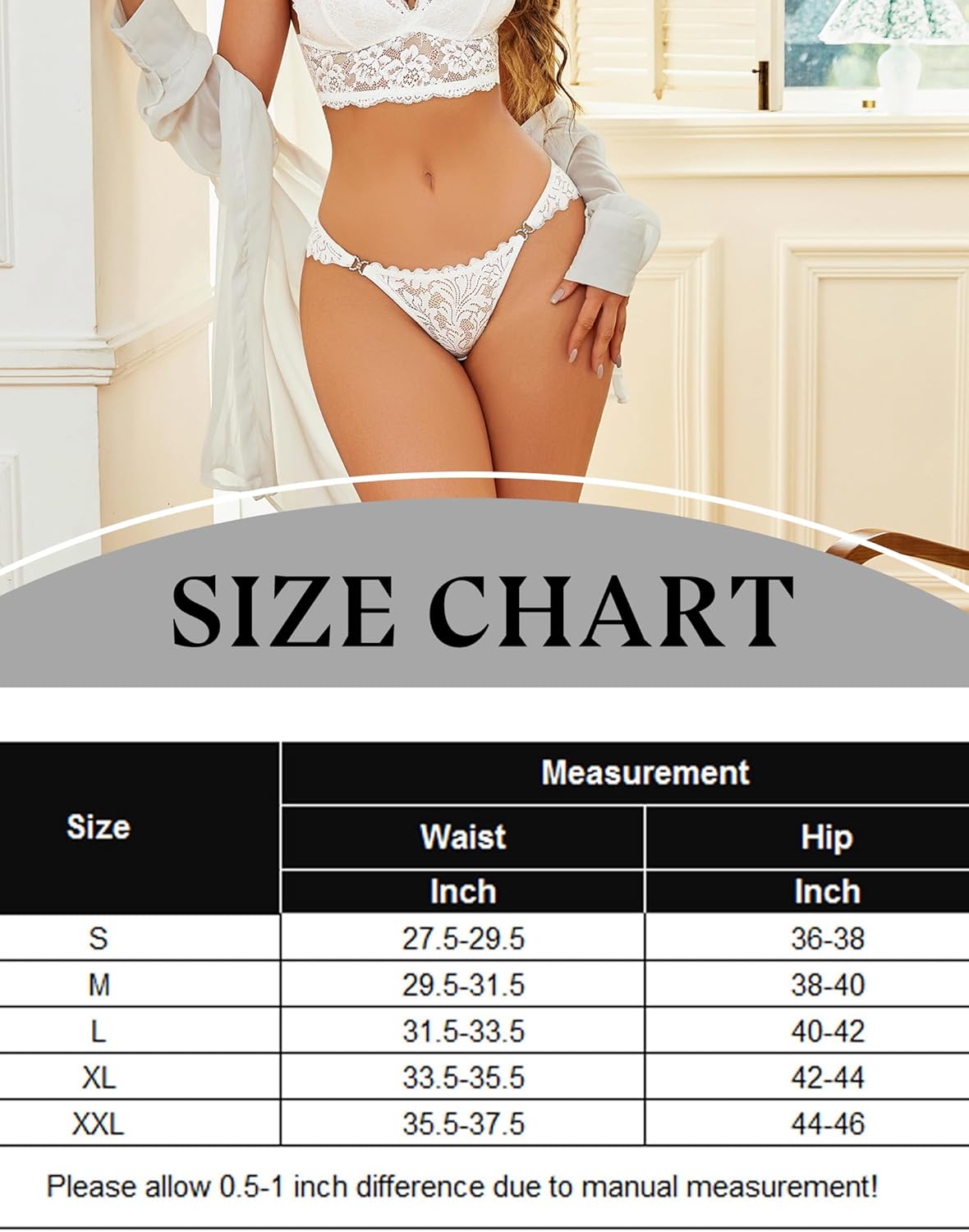 Low-rise lace cheeky underpants, white with scalloped lace trim