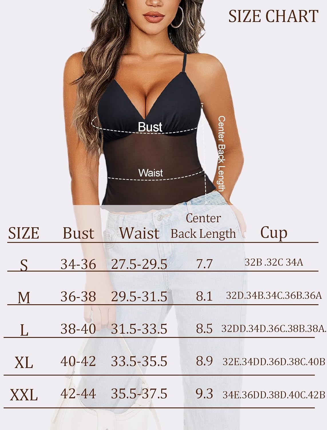 Black mesh crop tank with V-neck cups and thin adjustable straps