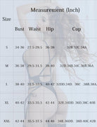 Lace bodysuit size measurement chart: bust, waist, hip, and cup (inches)