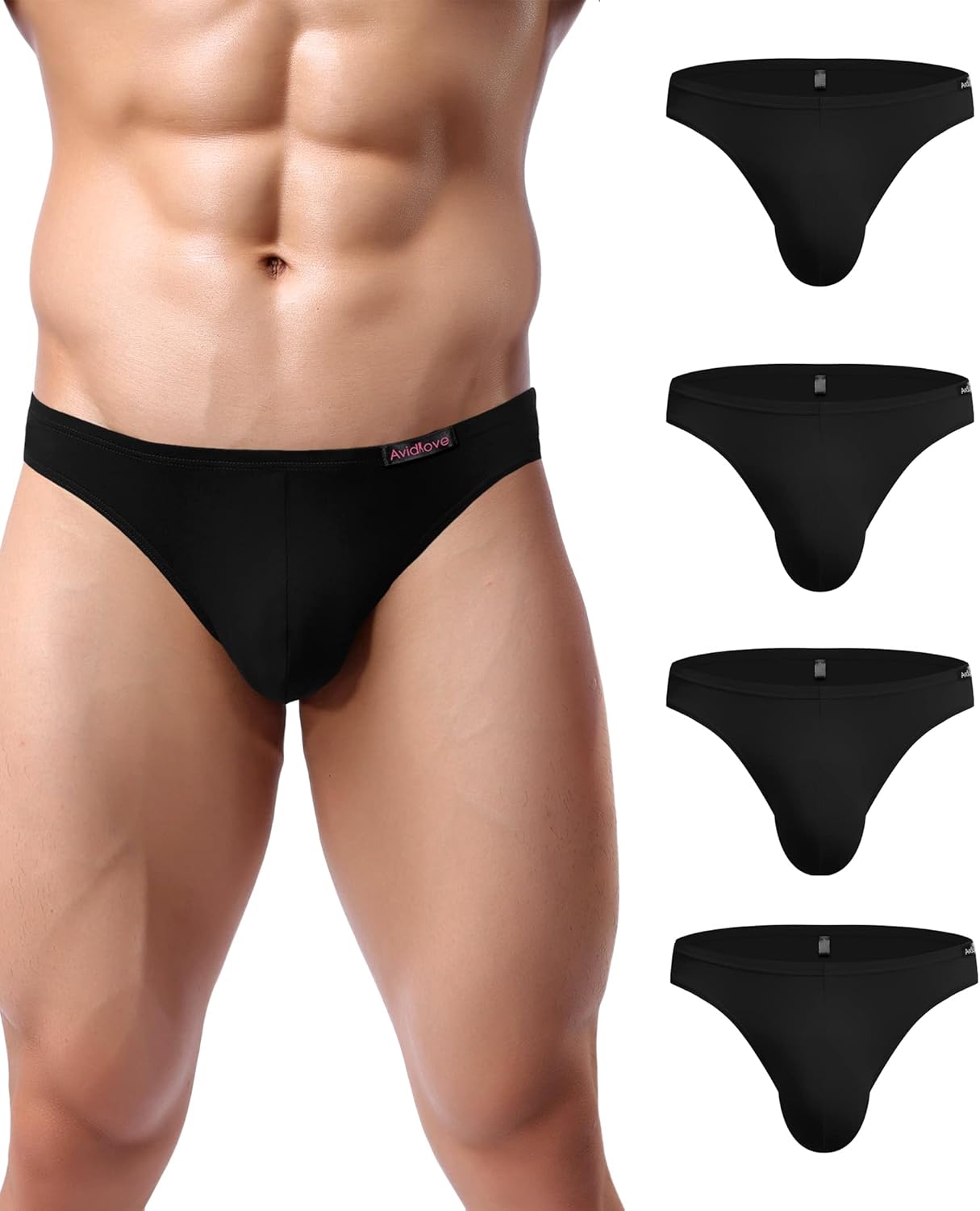 Men's low-rise hip briefs in black color