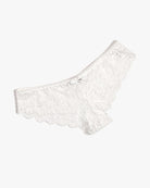 Floral lace hipster panties in white with bow tie detail and scalloped edges