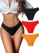 Cotton ribbed hipster panties set with black, red, and orange styles