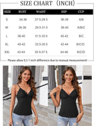 Tank top size chart (inches) showing bust, waist, hip, and cup