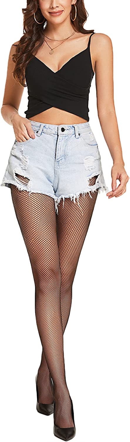 Plus size fishnet stockings with tight diamond net and black waistband