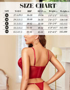 Back view of lace corset tank top and thong set, red, adjustable straps and lace trim