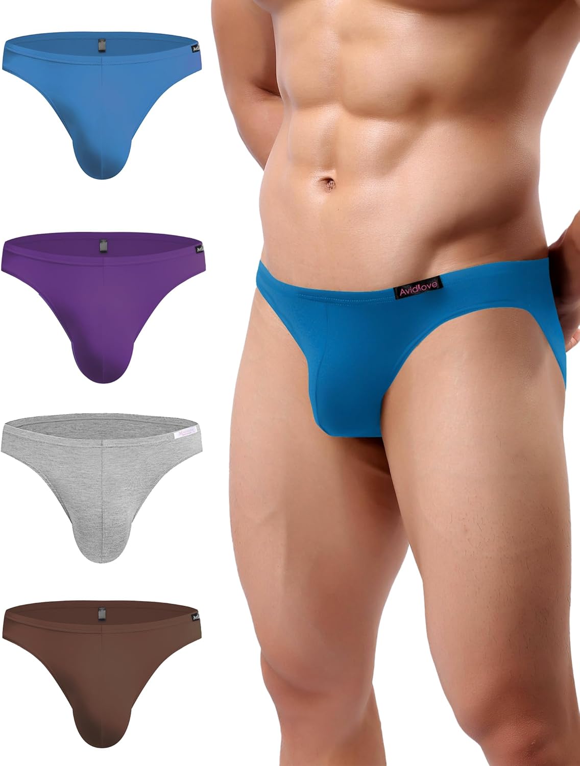 Men's low-rise hip briefs, blue