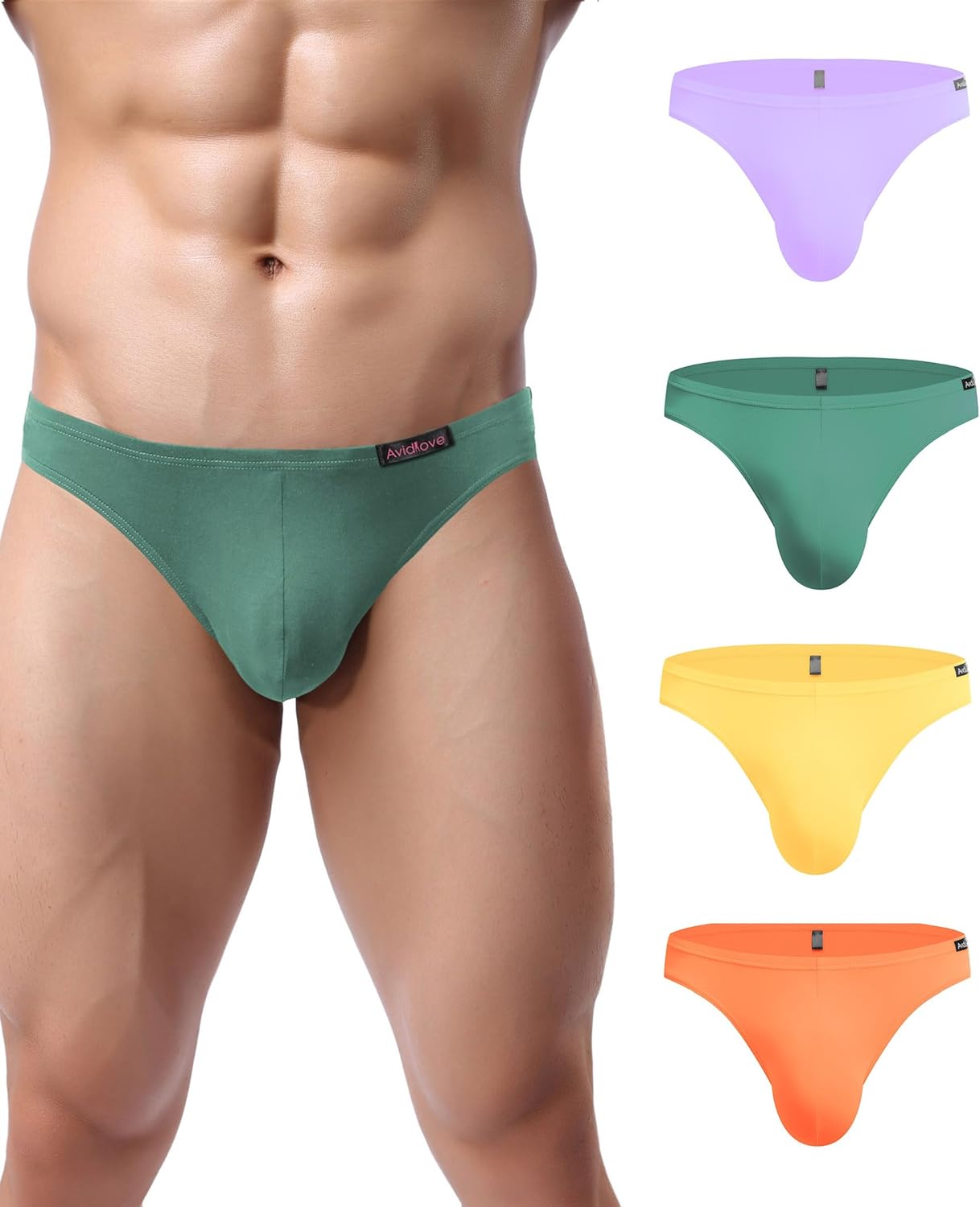 Men's low-rise hip briefs, green