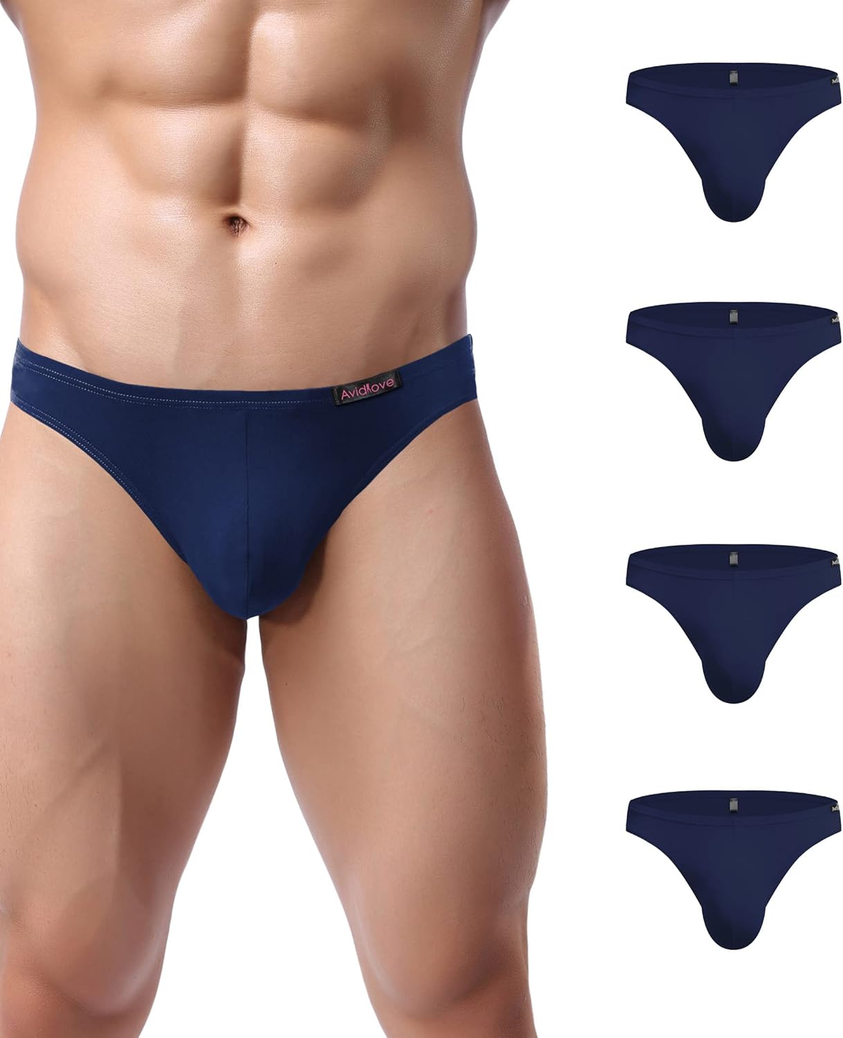 Men's low-rise hip briefs in navy blue shades