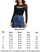 Black long-sleeve mesh bodysuit with oval chest cutout