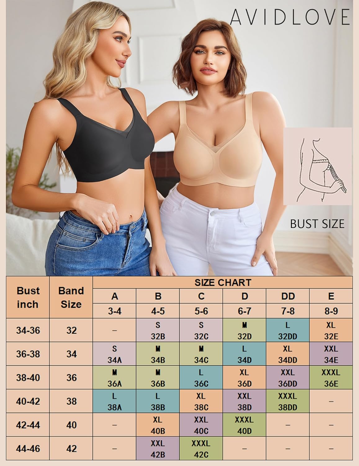 Seamless no-underwire comfort bra, black, smooth cups with adjustable straps.