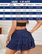 Navy lace pleated mini skirt with layered ruffle tiers