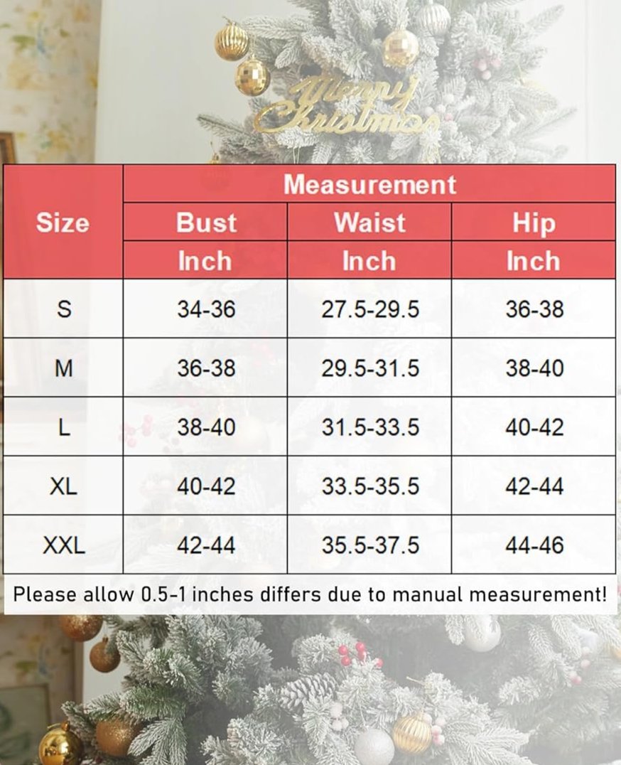 Size chart for babydoll dress: bust, waist, hip in inches (S to XXL)