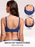 Wireless jelly bra, U-back straps, molded cups, royal blue