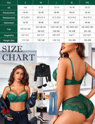 Green lace bra and matching panty set, strappy balconette-style cups