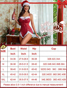 Red sequin Santa-style babydoll lingerie dress with white faux-fur trim and lace hem