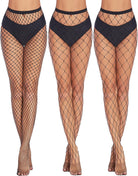 Plus size fishnet stockings, black with dark waistband, full length