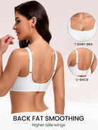 Wireless jelly bra, T-back design, molded cups, light cream