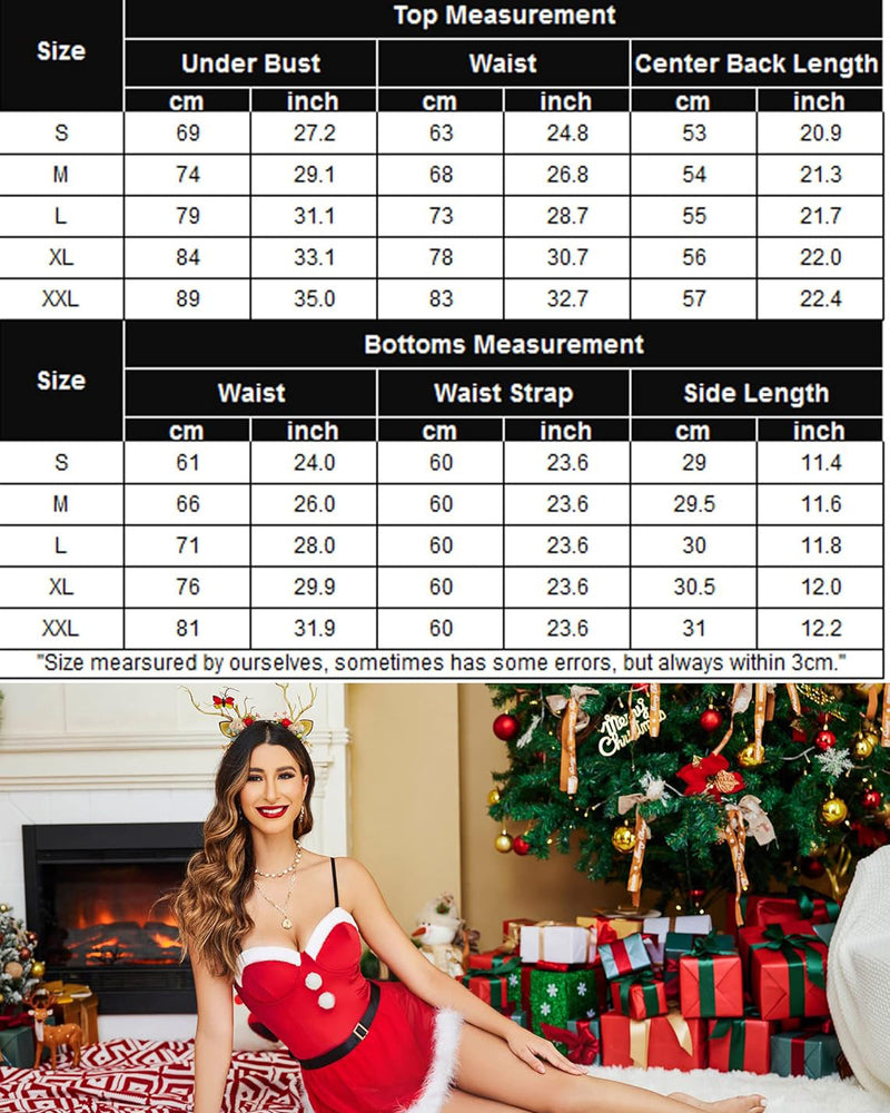 Lingerie size chart with under-bust, waist, and center-back length measurements by size