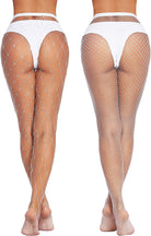 Plus-size fishnet stockings with diamond net pattern, white