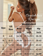 Lingerie size measurement chart: US size, bust, waist, and hip in inches