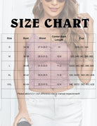 Size chart overlay on white lace crop tank top, thin straps