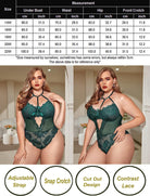 Dark green lace bodysuit teddy showing cutout design and contrast lace