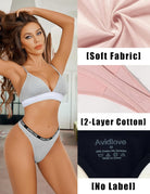 Cotton low-rise thong panties, heather gray with Avidlove logo waistband and narrow back coverage