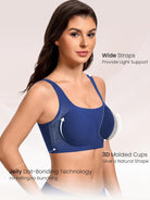 Wireless jelly bra with wide straps, seamless molded cups, royal blue