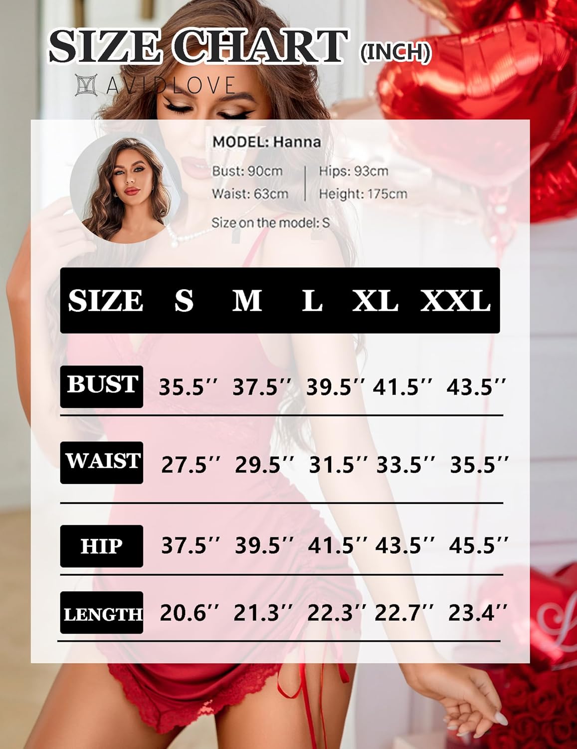 Ruched modal side-drawstring chemise hem with red lace trim and tie strings