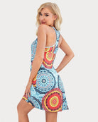 Multicolor racerback sleep dress with ornate medallion print and scoop neck