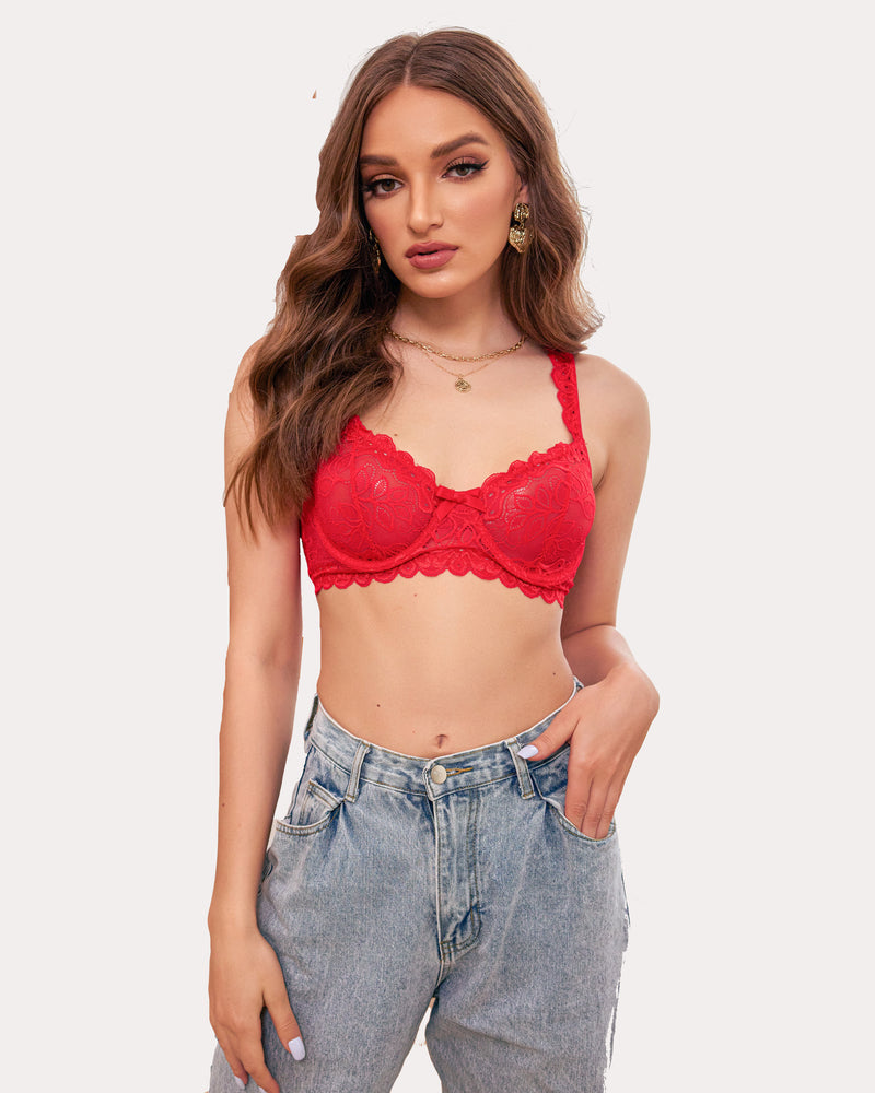 Red lace push-up bra