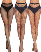 Plus size fishnet stockings in black with black waistband and diamond fishnet weave
