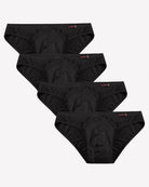 Men's low-rise hip briefs multipack, black microfiber underwear set of four
