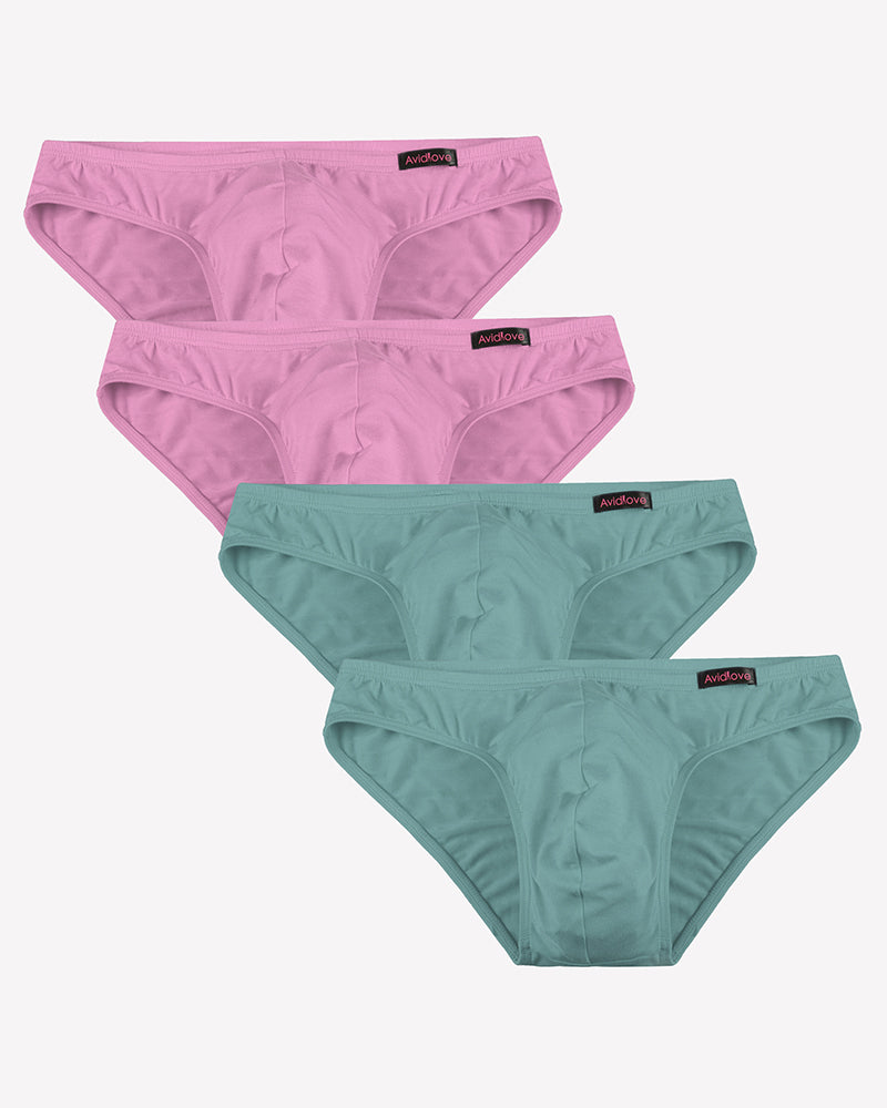 Men's low-rise hip briefs set with lavender and teal briefs