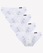 Men's low-rise hip briefs multipack, white microfiber underwear set of four