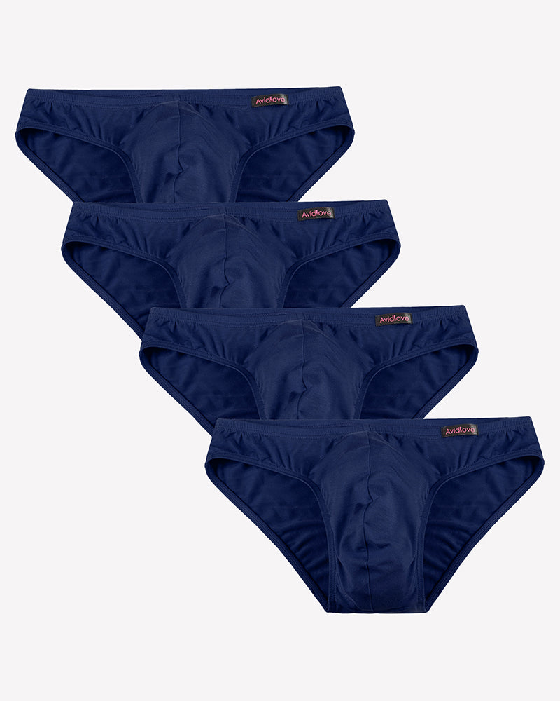 Men's low-rise hip briefs multipack: navy blue microfiber briefs (4-pack)